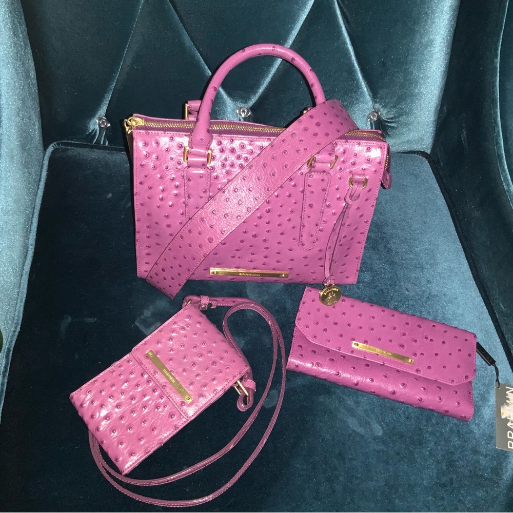 Brahmin Anywhere Convertible, Checkbook Wallet, Cell Ph Crossbody 'Fig Normandy'